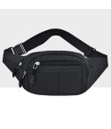 Pure Color Multi-function Casual Pockets Waterproof Chest Bag Waist Sport Bag (Black)