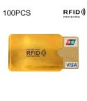 100pcs Aluminum Foil RFID Blocking Credit Card ID Bank Card Case Card Holder Cover, Size: 9 x 6.3cm (Gold)