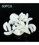 HENGJIA SO106 50 PCS 20mm Simulation Bread Bait Worms Crescent Soft Bait Horseback Fish Worm Bait Fishing Gear (White)