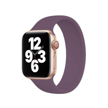 For Apple Watch Ultra 49mm&Watch Ultra 2 49mm / Series 10 46mm / 9&8&7 45mm / SE 3&SE 2&6&SE&5&4 44mm / 3&2&1 42mm Solid Color Elastic Silicone Watch Band, Size:S 130mm (Crimson Cherry)
