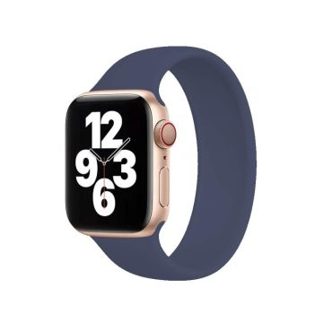 For Apple Watch Ultra 49mm&Watch Ultra 2 49mm / Series 10 46mm / 9&8&7 45mm / SE 3&SE 2&6&SE&5&4 44mm / 3&2&1 42mm Solid Color Elastic Silicone Watch Band, Size:S 130mm (Deep Blue)