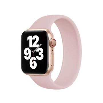 For Apple Watch Ultra 49mm&Watch Ultra 2 49mm / Series 10 46mm / 9&8&7 45mm / SE 3&SE 2&6&SE&5&4 44mm / 3&2&1 42mm Solid Color Elastic Silicone Watch Band, Size:S 130mm (Gray Pink)