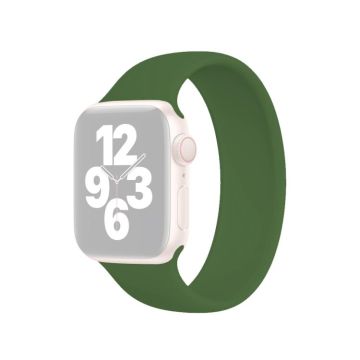 For Apple Watch Ultra 49mm&Watch Ultra 2 49mm / Series 10 46mm / 9&8&7 45mm / SE 3&SE 2&6&SE&5&4 44mm / 3&2&1 42mm Solid Color Elastic Silicone Watch Band, Size:L 156mm (Alfalfa Grass)