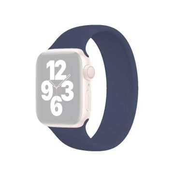 For Apple Watch Ultra 49mm&Watch Ultra 2 49mm / Series 10 46mm / 9&8&7 45mm / SE 3&SE 2&6&SE&5&4 44mm / 3&2&1 42mm Solid Color Elastic Silicone Watch Band, Size:L 156mm (Deep Blue)