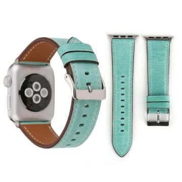 For Apple Watch Ultra 49mm&Watch Ultra 2 49mm / Series 10 46mm / 9&8&7 45mm / SE 3&SE 2&6&SE&5&4 44mm / 3&2&1 42mm Fresh Style Genuine Leather Watch Band(Green)