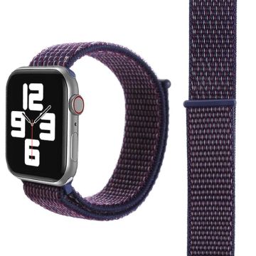 For Apple Watch 42mm / 41mm / 40mm / 38mm Simple Fashion Nylon Watch Band with Magic Stick(Dark Purple)