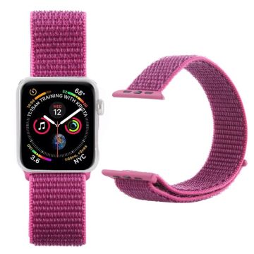 For Apple Watch 42mm / 41mm / 40mm / 38mm Simple Fashion Nylon Watch Band with Magic Stick(Red Purple)
