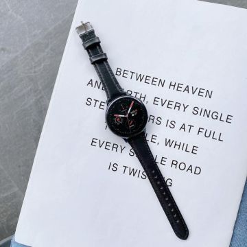 For Samsung Galaxy Watch 22mm Smart Watch Universal Double-sided Leather Small Watch Band(Black)