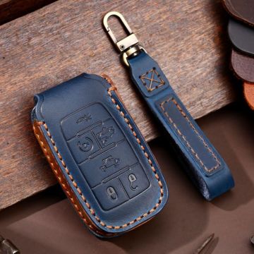For Dodge Ram 6-button C163 Car Key Leather Protective Case (Blue)