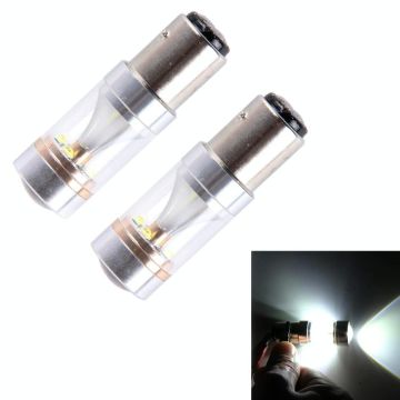 2 PCS 1157/BAY15D 30W 350 LM 6000K White Light 6 LED Canbus Car Brake Light Bulb, DC 12V