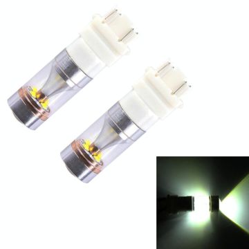2 PCS T25/3157 Dual Wires 2300 LM 6000K 30W White Light 6 LED Canbus Car Brake Light Bulb, DC 12V