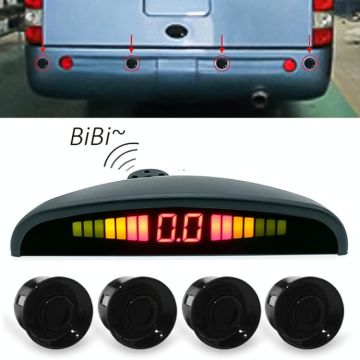PZ316 Digital LED Crescent Shape Display Rear View Mirror Car Recorder for Truck with 4 Rear Radar