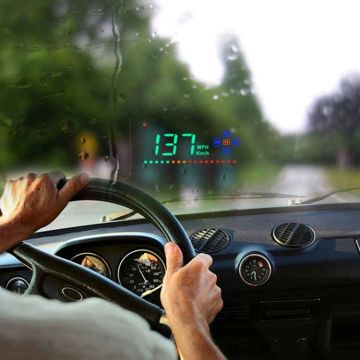 A2 HUD 3.5 inch HD GPS Car Head Up Display, Speed & Over Speed Alarm, Compass, Freely Switch Between Kilometers and Miles(Black)