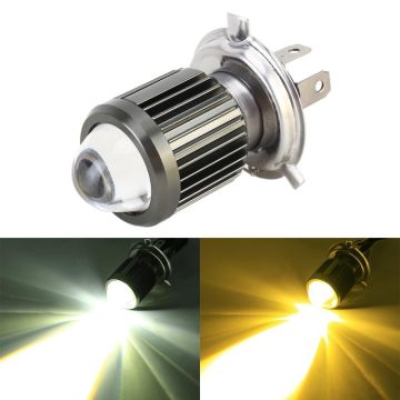 H4 DC12-80V / 10W / 6000K / 3000K / 800LM Bicolor Motorcycle Headlights with Projector Lens