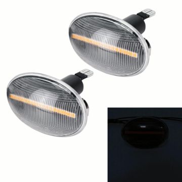 2 PCS DC12V / 3W Car LED Dynamic Blinker Side Lights Flowing Water Turn Signal Light for BMW Mini Cooper, Amber Light(Transparent)