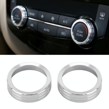 2 PCS Car Metal Air Conditioner Knob Case for Nissan X-TRAIL (Silver)