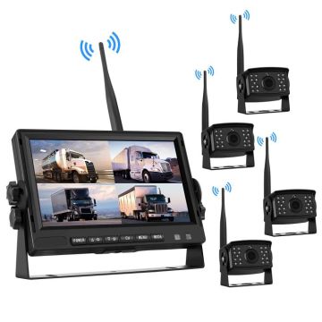 7 inch Car Digital Wireless Rear-view Split-screen Monitor Four Record