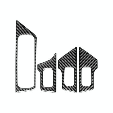 4 PCS / Set Carbon Fiber Car Glass Lift Switch Decorative Sticker for Mercedes-Benz B-Class 2019 / GLB 2020,Left Drive