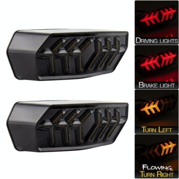 2 PCS KC670 Motorcycle Integrated Flashing Turn Signal Brake Tail Light for Honda MSX125 CBR650F CTX700(Transparent Black)