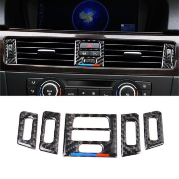 5 PCS High Matching Three Color Carbon Fiber Car Air Outlet Decorative Sticker for BMW E90 / E92 / E93 2005-2012