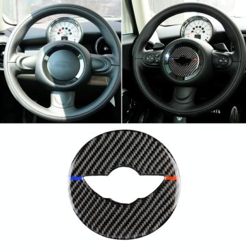 Red Blue Color Car Steering Wheel Logo R Chassis Carbon Fiber Decorative Sticker for BMW MINI R55 / R56 / Countryman R60 / Paceman R61