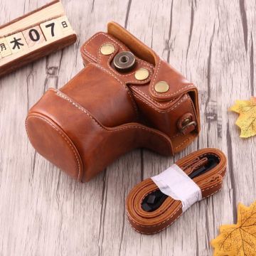 Full Body Camera PU Leather Case Bag with Strap for Canon EOS M10(Brown)