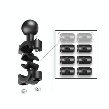 25mm Ball Head Motorcycle Rearview Mirror Fixed Mount Holder with 4 Styles Gaskets for GoPro, Insta360, DJI and Other Action Cameras(Black)