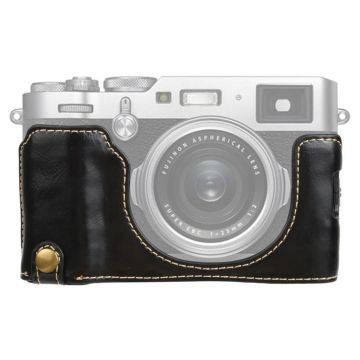 1/4 inch Thread PU Leather Camera Half Case Base for FUJIFILM X100V (Black)