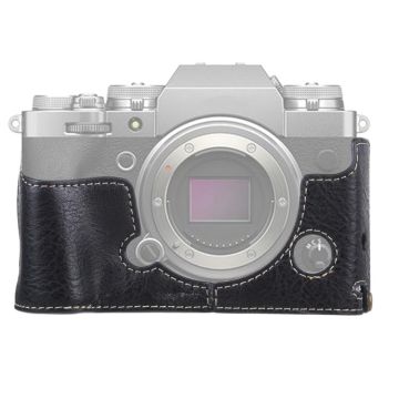 1/4 inch Thread Litchi Texture PU Leather Camera Half Case Base for FUJIFILM X-T4 (Black)