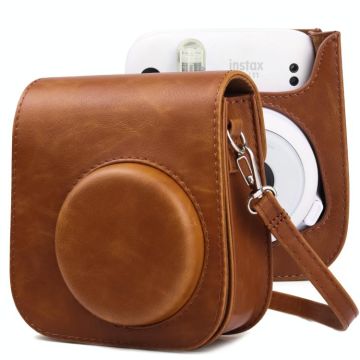Retro Full Body Camera Leather Case Bag with Strap for FUJIFILM Instax mini 11 (Brown)