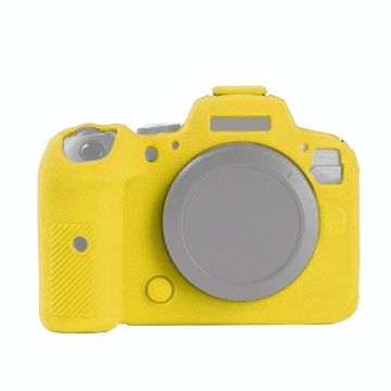 For Canon EOS R6 Litchi Texure Soft Silicone Case(Yellow)