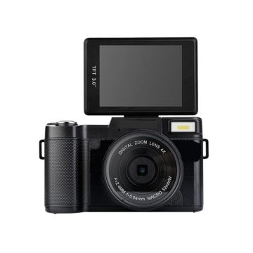 R2 2.7K Vlog Camera 4X Zoom Digital Camera with 3.0 inch Flip Screen (Black)