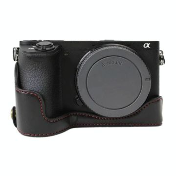 1/4 inch Thread PU Leather Camera Half Case Base for Sony ILCE-A6500 / A6500 (Black)