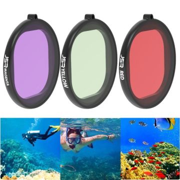 JSR Round Housing Diving 3 in 1 Red + Yellow + Purple Lens Filter for GoPro HERO8 Black