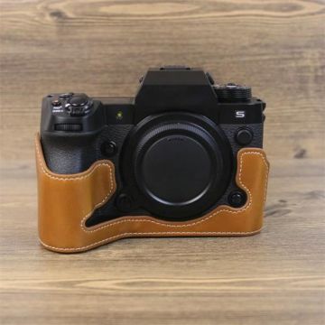 For Fujifilm XH2S 1/4 inch Thread PU Leather Camera Half Case Base (Brown)