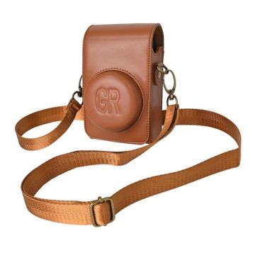 Full Body Camera PU Leather Case Bag with Strap for Ricoh GR / GRII / GRIII, Casio ZR1200 / ZR1500/ ZR2000/ ZR3500, ZR3600 / ZR3700 / ZR5500 (Brown)