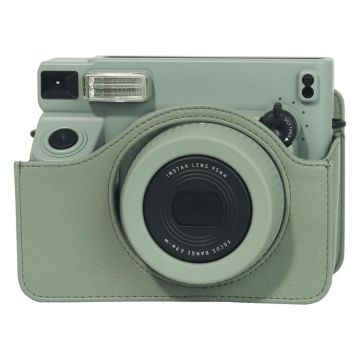 For FUJIFILM Instax WIDE 400 Full Body Leather Case Bag with Strap (Green)
