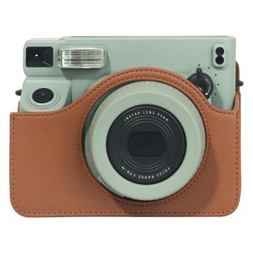 For FUJIFILM Instax WIDE 400 Full Body Leather Case Bag with Strap (Brown)