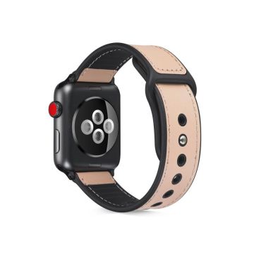 Paste Leather TPU Watch Band For Apple Watch Series 9&8&7 41mm / SE 3&SE 2&6&SE&5&4 40mm / 3&2&1 38mm(Pink)