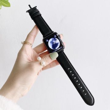 D Character Buckle Smooth Texture Watch Band For Apple Watch Ultra 49mm&Watch Ultra 2 49mm / Series 9&8&7 45mm / SE 3&SE 2&6&SE&5&4 44mm / 3&2&1 42mm(Black)