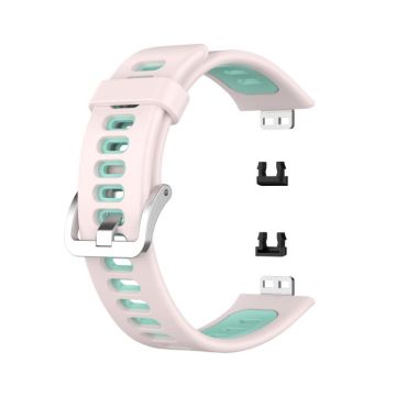 For Huawei Watch Fit Two-color Silicone Watch Band(Pink+Teal)