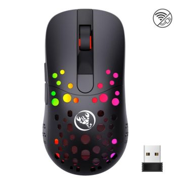 HXSJ T100 10000 DPI RGB Macro Definition Wired Wireless Dual-mode Mouse(Black)