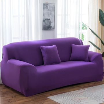 145-185cm Four Seasons Solid Color Elastic Full Coverage Non-slip Sofa Cover(Purple)