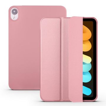 For iPad mini 6 / mini 2024 Honeycomb TPU Leather Tablet Case with 3-Folding Holder(Rose Gold)