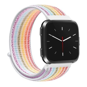 For Fitbit Versa 1 / 2 Universal Nylon Strap Watch Band(Rainbow Pinstripe)