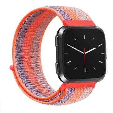 For Fitbit Versa 1 / 2 Universal Nylon Strap Watch Band(Orange Blue)