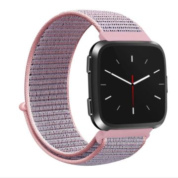 For Fitbit Versa 1 / 2 Universal Nylon Strap Watch Band(Sandy Pink)