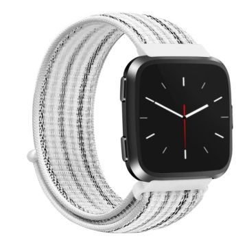For Fitbit Versa 1 / 2 Universal Nylon Strap Watch Band(White Pinstripe)