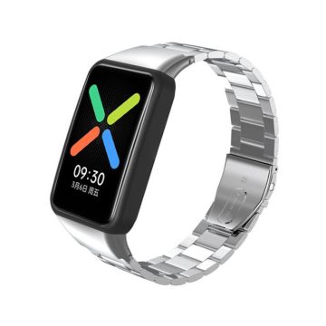 For OPPO Watch Free NFC Stainless Steel Three-bead Watch Band(Silver)