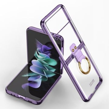 For Samsung Galaxy Z Flip3 5G GKK Phantom Electroplating Phone Case with Ring(Purple)